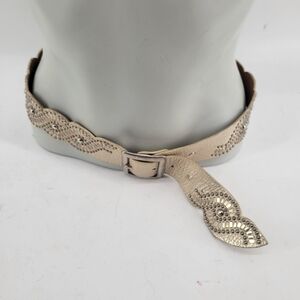 Calleen Cordero Elegant Cream Studded Women's Belt Size 34